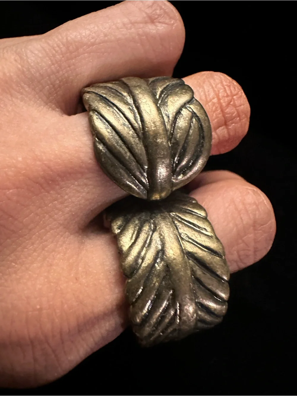 Vintage Style Gold Leaf Double Band Ring